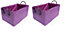 Storage Basket Cardboard Polyester Kids Bedroom Baby Organiser With Handles Purple,Set of 2 Extra Large 38x26x20cm