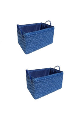 Storage Basket Cardboard Polyester Kids Bedroom Baby Organiser With Handles Set of 2 Medium 30 x 20 x 16 cm