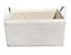 Storage Basket Cardboard Polyester Kids Bedroom Baby Organiser With Handles White,Large 37x23.x23cm