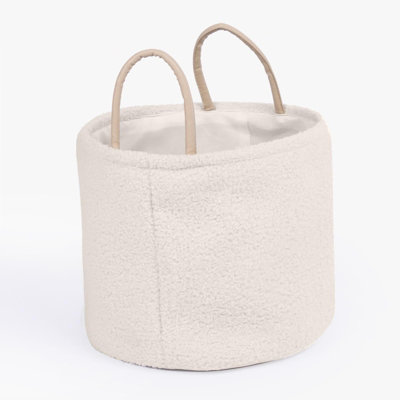 Storage Basket Handles Teddy Boucle Fleece Hamper Home Laundry Clothes Organiser - 6