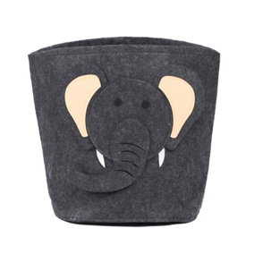 Storage Basket Toy Clothes Felt Shoe Kids Organiser Animal, Elephant - Grey