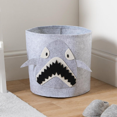 Storage Basket Toy Clothes Felt Shoe Kids Organiser Animal, Shark - Grey