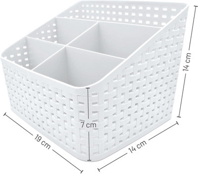 Storage Baskets 5-Grid Multi-Function Makeup Organizer White Plastic Pack of 2 - 3