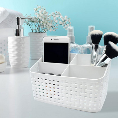Storage Baskets 5-Grid Multi-Function Makeup Organizer White Plastic Pack of 2 - 4