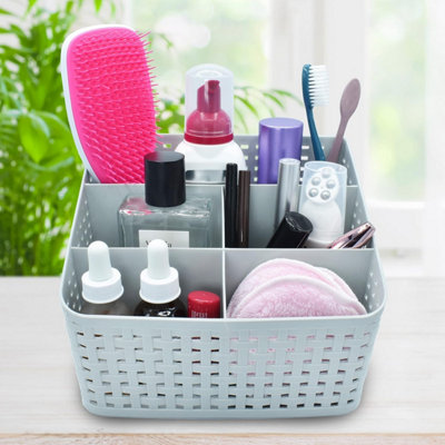 Storage Baskets 5-Grid Multi-Function Makeup Organizer White Plastic Pack of 2 - 6