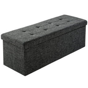 Storage bench foldable made of polyester 110x38x38cm - dark grey