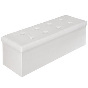 Storage bench foldable made of synthetic leather 110x38x38cm - white
