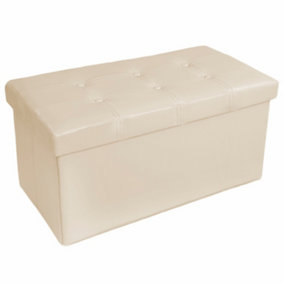 Storage bench made of synthetic leather 80x40x40cm - beige