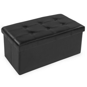 Storage bench made of synthetic leather 80x40x40cm - black