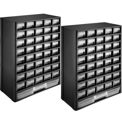 Storage Bins Rack Set of 2 - large and medium compartments, suitable for wall mounting - black/white