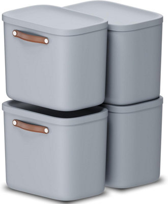 Storage box 12L, Rotho Maloja Plastic Storage Bin with Lid - Light Blue ...