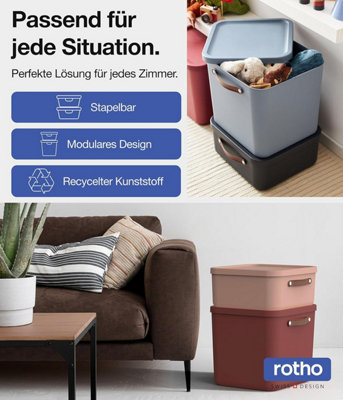 Boîte De Rangement Rotho Maloja 40L - Empilable, Avec Poignée Et Couvercle - Idéale Pour Chambre, Cuisine Ou Salle De Bain