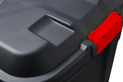 Storage Box 75L Strata Heavy Duty Trunk with Red Handles, Storage Container