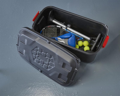 Storage Box 75L Strata Heavy Duty Trunk with Red Handles, Storage Container