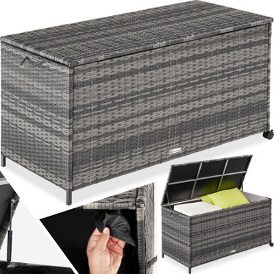 Storage Box - aluminium frame, rattan weave, 117 x 54 x 64 cm - grey