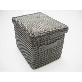 Storage Box Basket Cardboard Polyester Kids Bedroom Baby Organiser With Lid Dark Grey,Extra Large 38x30x24cm