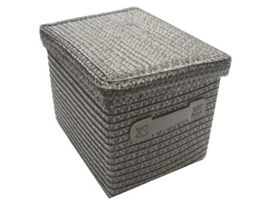 Storage Box Basket Cardboard Polyester Kids Bedroom Baby Organiser With Lid Dark Grey,Set of 2 Extra Large 38x30x24cm