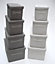Storage Box Basket Cardboard Polyester Kids Bedroom Baby Organiser With Lid Dark Grey,Small 24x18x18cm
