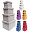 Storage Box Basket Cardboard Polyester Kids Bedroom Baby Organiser With Lid Light Grey,Set of 2 Large 34x26x22cm