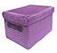 Storage Box Basket Cardboard Polyester Kids Bedroom Baby Organiser With Lid Purple,Set of 2 Extra Large 38x30x24cm