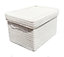 Storage Box Basket Cardboard Polyester Kids Bedroom Baby Organiser With Lid White,Set of 2 Medium 28x22x20cm