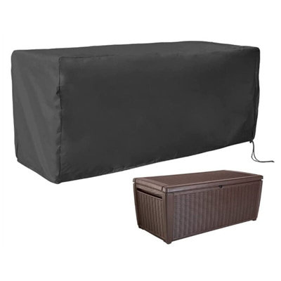 Fenghome Outdoor Waterproof Black Storage Box Cover For Keter XXL 230 Gallon Plastic Deck Storage Container Box, 58 X 33 X 34.5 Inch
