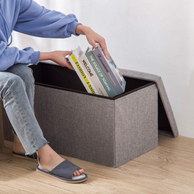 Storage box Foldable Ottoman Seat Toy Storage Box Foot Stool bench home ...