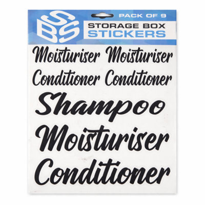 Storage Box Jar Stickers Shampoo Conditioner Moisturiser Labels Home ...