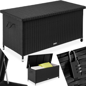 Storage Box Kiruna - rattan garden furniture cushion storage 120 x 55 x 61.5 cm - black