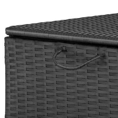 Storage Box Kuusamo, Rattan, with Aluminum Frame and Casters - black/black