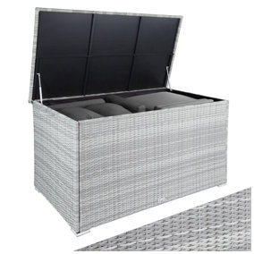 Storage Box Oslo - aluminium frame, rattan weave, 145 x 82.5 x 79.5 cm - light grey