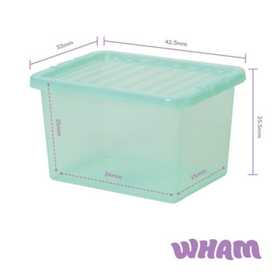 Storage Box With Lid 25L Wham Plastic Container Box,Tint Spearmint (Set ...
