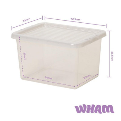 Storage Box With Lid 25L Wham Plastic Storage Container Box,Tint Grey ...
