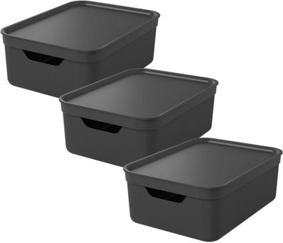 Storage Box with Lid Rotho Jive Dekobox Set of 3 Plastic Container Box ...