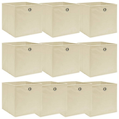 Storage Boxes 10 pcs Cream 32x32x32 cm Fabric