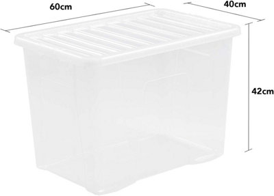 Storage Boxes Wham 3 x 80 Litres Stackable Clear S (60 X 40 X 42 CM)