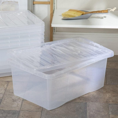 Storage Boxes Wham 45L Plastic Transparent Home Storage Box, Pack Of 10
