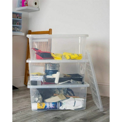 Storage Boxes Wham 45L Plastic Transparent Home Storage Box, Pack of 5