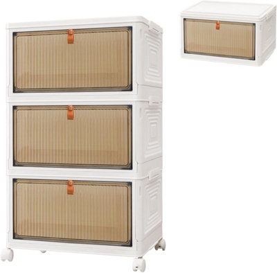 Storage Boxes with Lids, 3 Tier Plastic Box with Magnetic Doors and ...