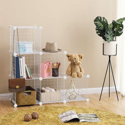 Storage Cabinet, Shelf, Lattice Panels, 6 Compartments, Large Capacity ...