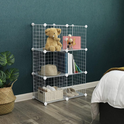 Storage Cabinet, Shelf, Lattice Panels, 6 Compartments, Large Capacity ...