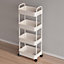 Storage Cart for Kitchen 4 Tiers Trolley Slide Out Rolling Utility Cart White