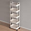 Storage Cart for Kitchen 5 Tiers Trolley Slide Out Rolling Utility Cart White