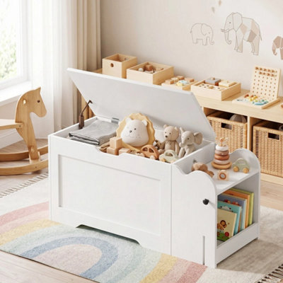 Storage Chest Trunk 100 x 40 x 48 cm Toy Chests Toy Box Organizer White