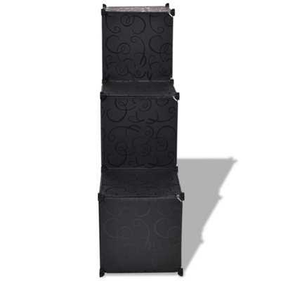 Storage Cube Organiser with 6 Compartments Black - 3