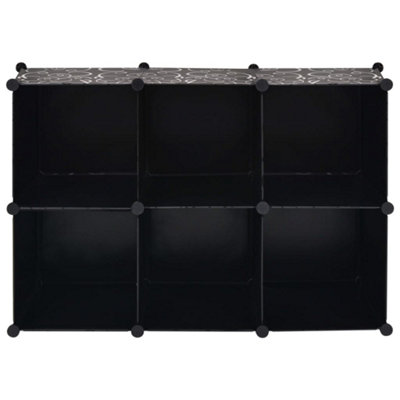 Storage Cube Organiser with 6 Compartments Black - 5