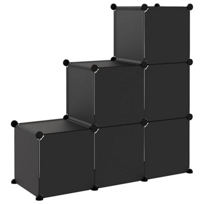 Storage Cube Organiser with 6 Cubes Black PP - 5