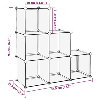 Storage Cube Organiser with 6 Cubes Black PP - 7