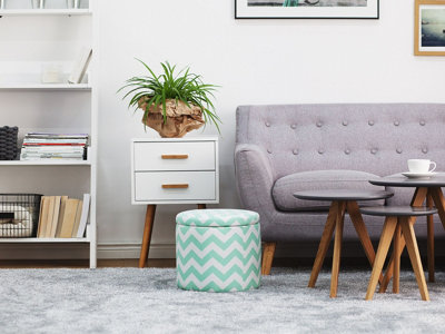 Storage Footstool Mint Green and White TUNICA