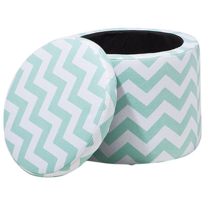 Storage Footstool Mint Green and White TUNICA